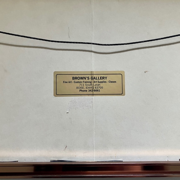 Vintage copper rectangular picture frame oatmeal canvas matting - Picture 8 of 13